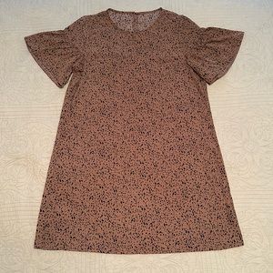 Women’s SHEIN Ruffle Cuff Dalmatian Dress Mocha Brown Medium